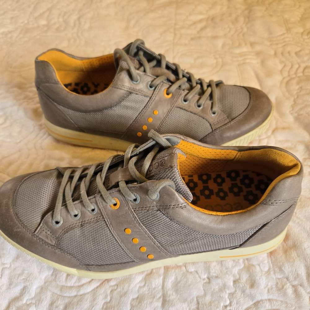 Ecco Men's Gray Golf Sneakers with Orange Accents Size 41 US 8- 8 1/2